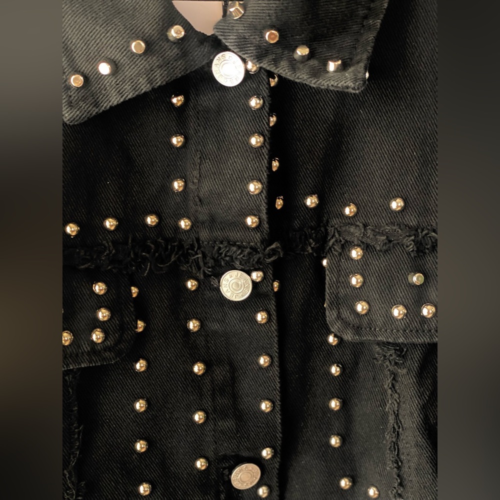 Studded Black Jean Jacket - Picture 4 of 6